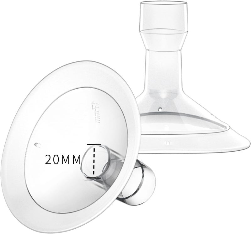MOOMentaneous 20mm Oval Flanges Breast Pump Parts Compatible with Medela Breast Pumps PersonalFit, Maxflow, Freestyle Flex Swing Maxi Connector - Image 1